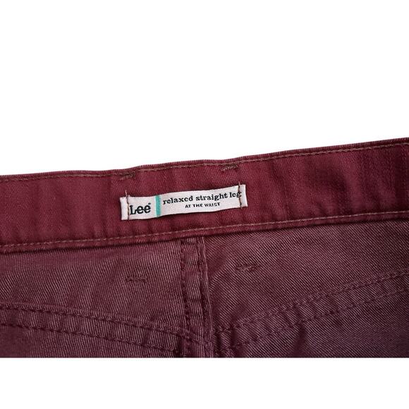LEE Womens Size 14 Short Maroon Red Relaxed Straight Leg Jeans 29.5" Inseam - Picture 7 of 7